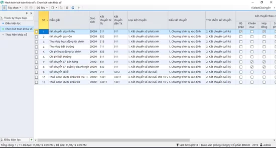 Tiện ích kết chuyển cuối kỳ